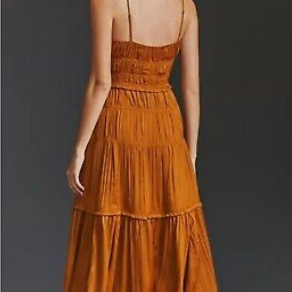 Satin-feel Anthropologie dress in Black (orange only for photo) - Picture 4 of 14